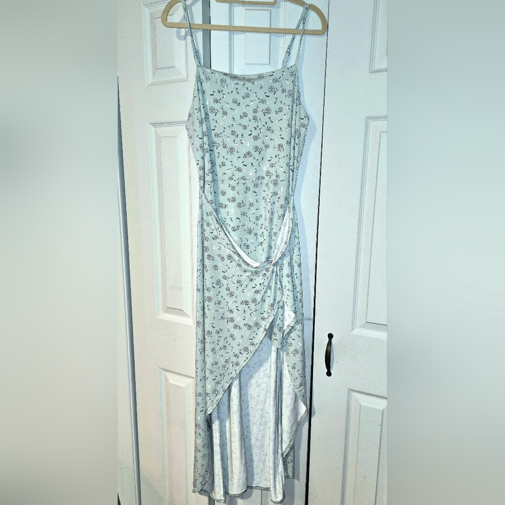 No Boundaries Light Blue Floral High Low Dress